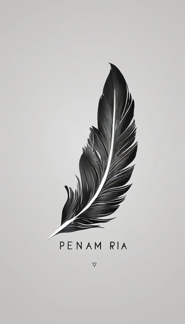 A minimal, modern, simple, cinematic logo design for the brand “Penamemoria". Create a modern, minimalistic, high-quality, logo of a boy-feather
