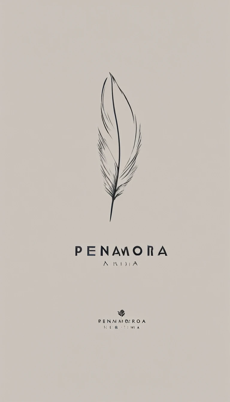 A minimal, modern, simple, cinematic logo design for the brand “Penamemoria". Create a modern, minimalistic, high-quality, logo of a feather that convey a sense of memories and dreams