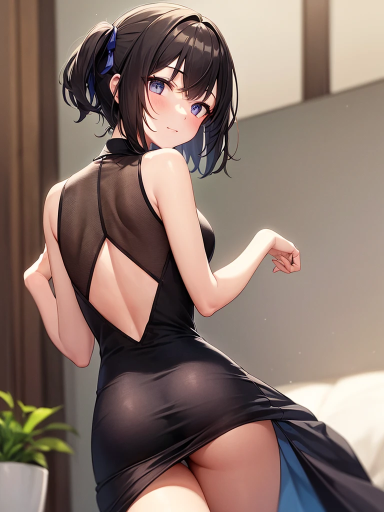 a girl in a hot dress (from back)