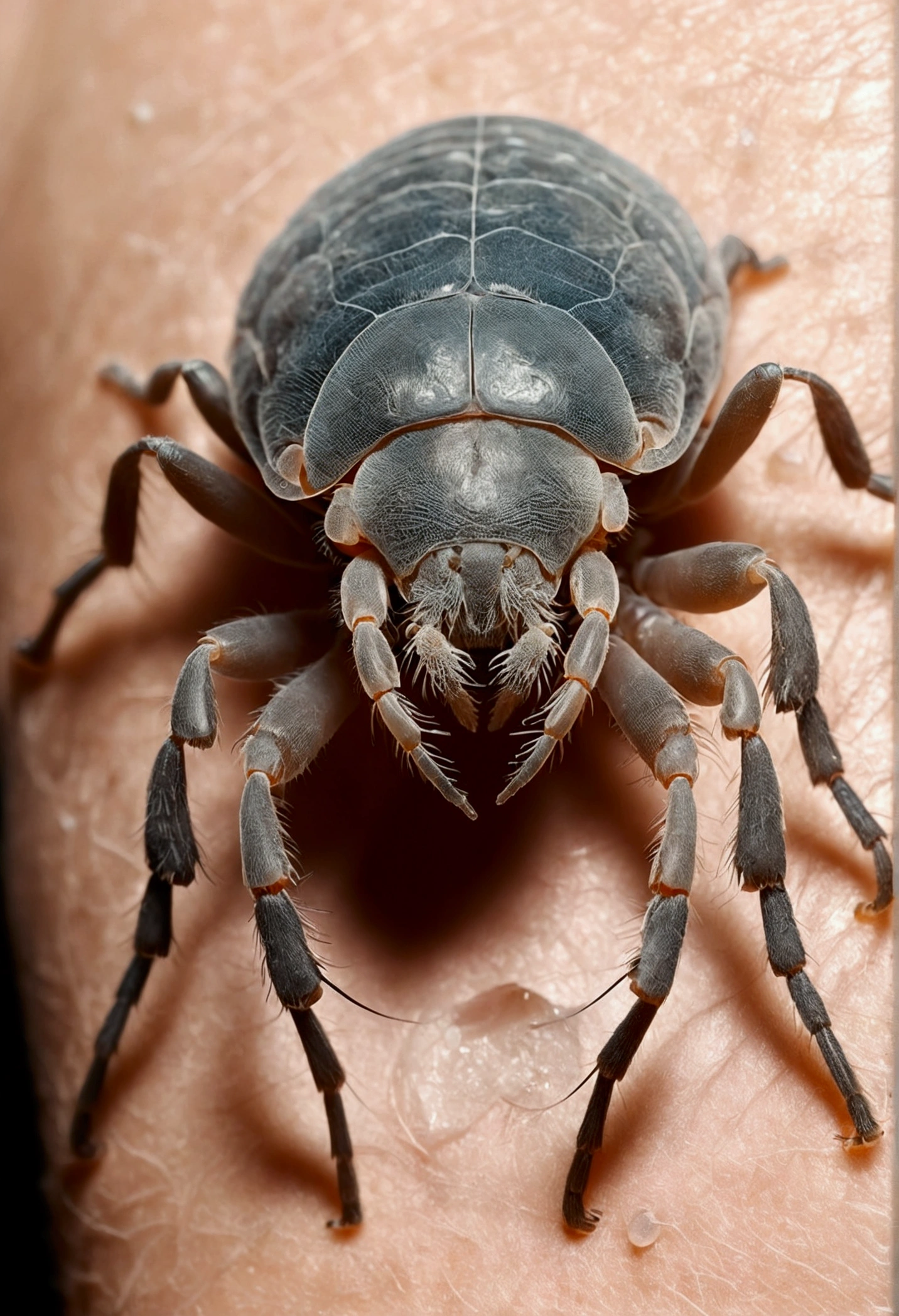 (High-quality depiction+Detailed Description)、(Human arm)、(Dust mites walking)、(There are lots of dead dust mites on my arm,cadaver)、