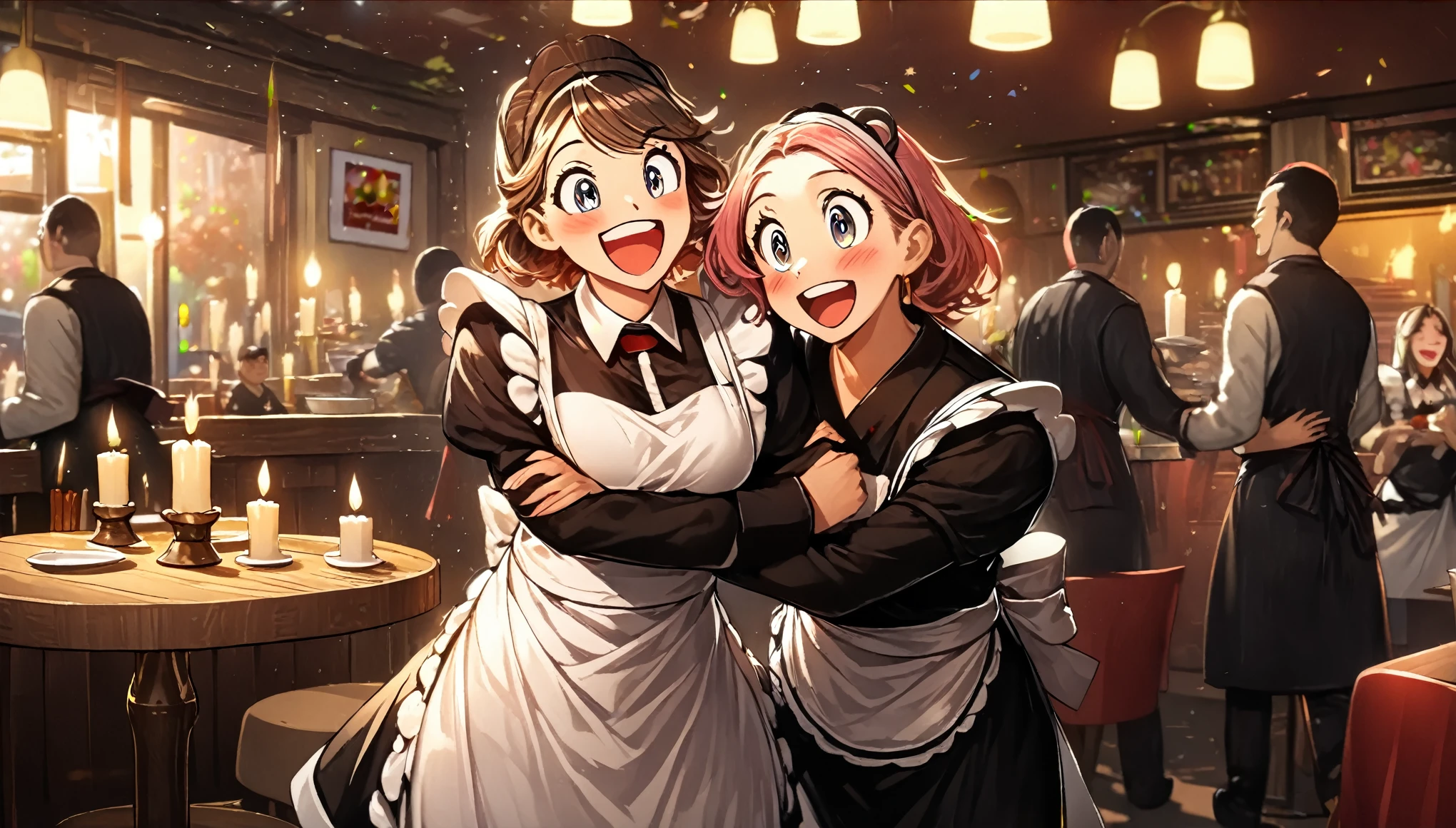 ((Woman)), ((Waitress)), ((Maid)), ((Submission)), Restaurant, Candles, ((Excited)), Peoples, Happy, HD, High Resolution, 4K