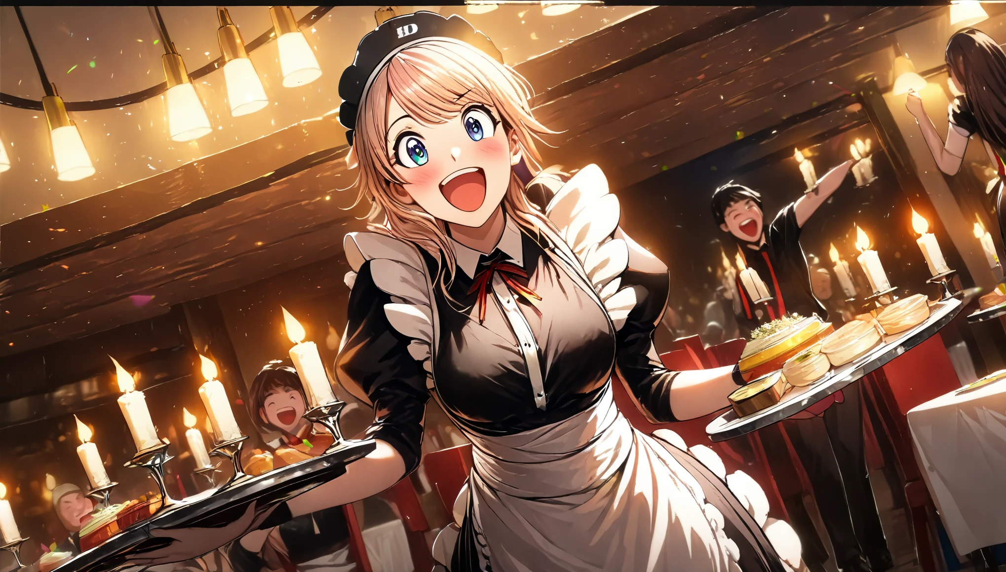 ((Woman)), ((Waitress)), ((Maid)), ((Submission)), Restaurant, Candles, ((Excited)), Peoples, Happy, HD, High Resolution, 4K