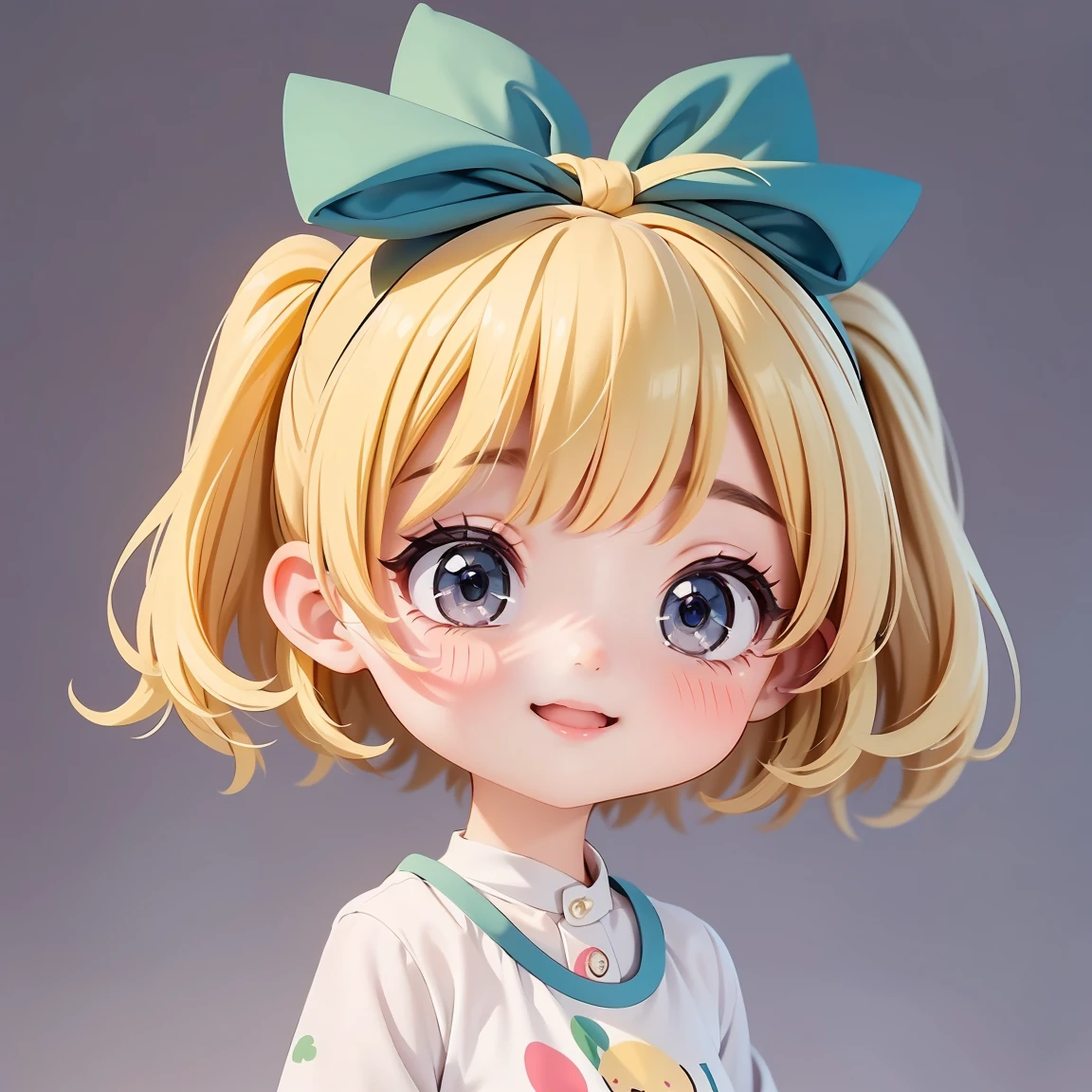 Super Chibi Character:1.8、wearing cute sandals、background:Simple all over、Blonde Hair、Cute 7 year old girl、Random cute outfits、Short legs、Sandals with ribbon、Cute pose、Super Happy Smile:1.8