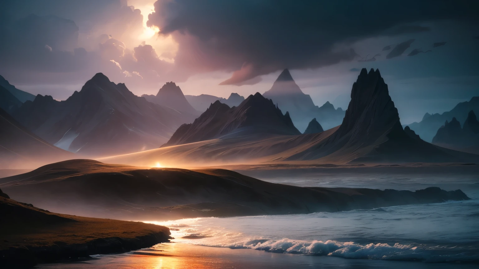 wallpaper，(Practical: 1.4), (best quality: 1.4), 超high resolution, ((Otherworldly Landscapes)),8k resolution，Epic fantasy、Vibrant colors、Film composition（Best quality，4K、8k，high resolution，masterpiece：1.2）、Ultra-fine（lifelike、Photorealism、Photorealistic feel：1.37）、Dramatic Lighting、Volumetric Lighting、Level lighting、Melancholic lighting、Stunning vistas、Ethereal atmosphere