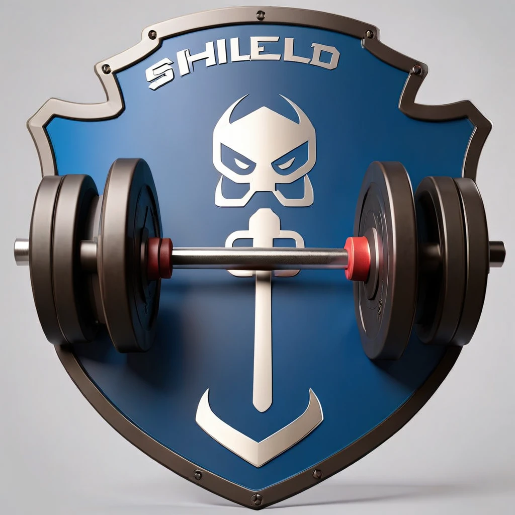 Shield type logo with olympic weightlifting bar written, "Cross training DS" 