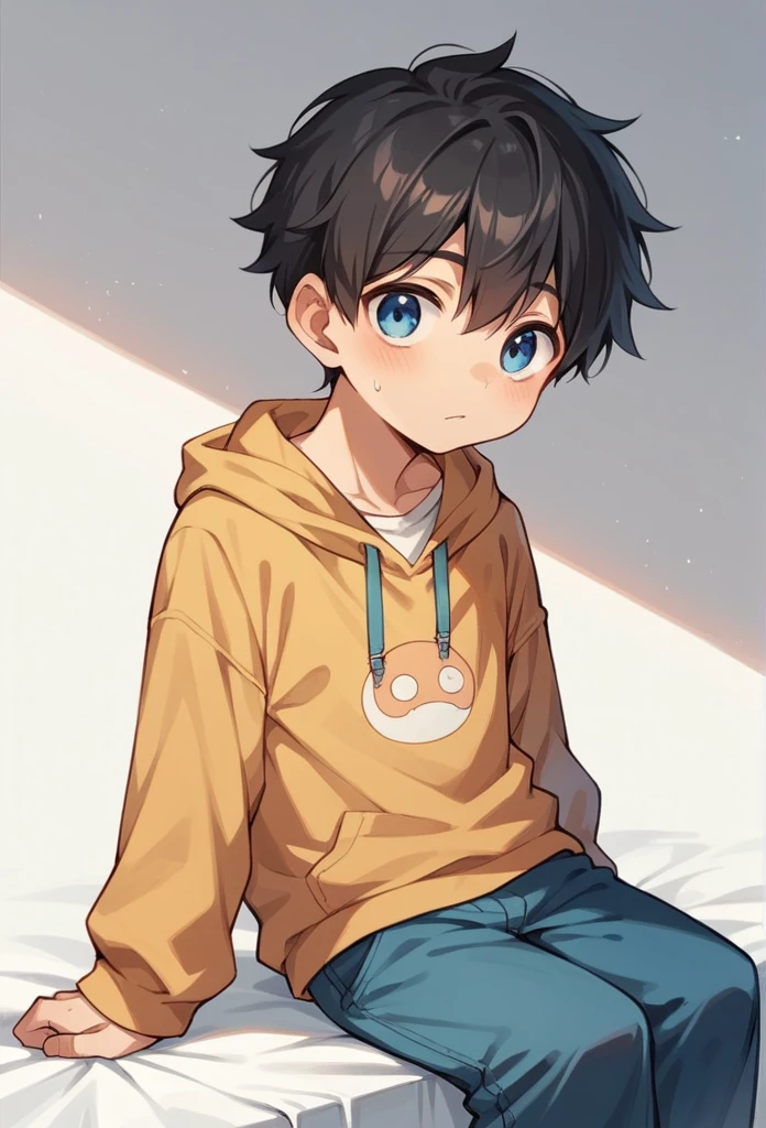 (little ???) (on a man's lap) (without clothes) (pacifier in mouth)
