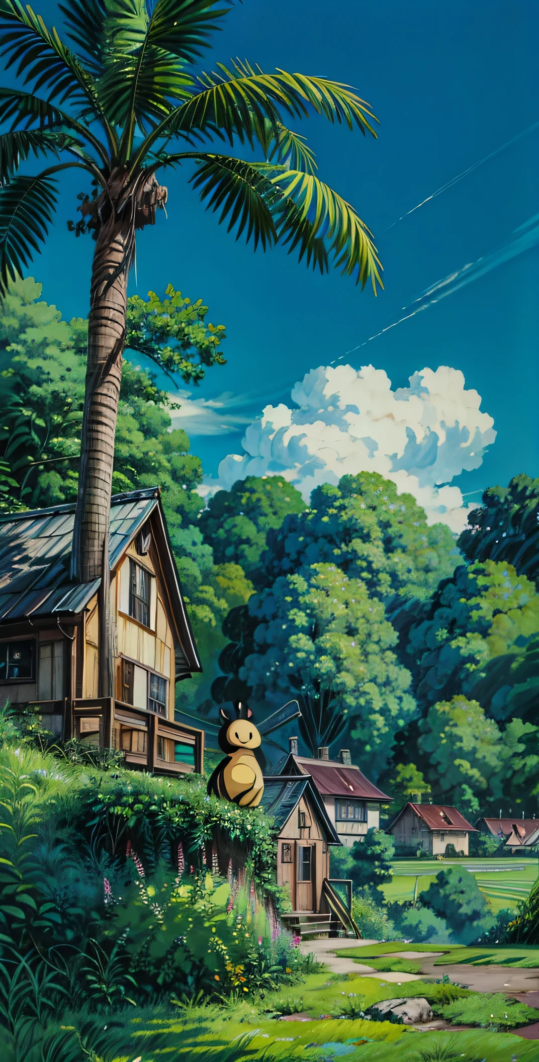 a painting of a banana tree in a field, studio ghibli anime screenshot, studio ghibli movie scene, studio ghibli environment, from the studio ghibli film, miyazaki film, still from studio ghibli, screenshot from the anime film, studio ghibli aesthetic, akira toriyama studio ghibli, no human, studio ghibli film, miyazaki movie scene, studio ghibli movie still, snail, 4k hd,, beautiful art uhd 4 k, a beautiful artwork illustration, no people, beautiful digital painting, highly detailed digital painting, beautiful digital artwork, detailed painting 4 k, very detailed digital painting, rich picturesque colors, gorgeous digital painting, no human