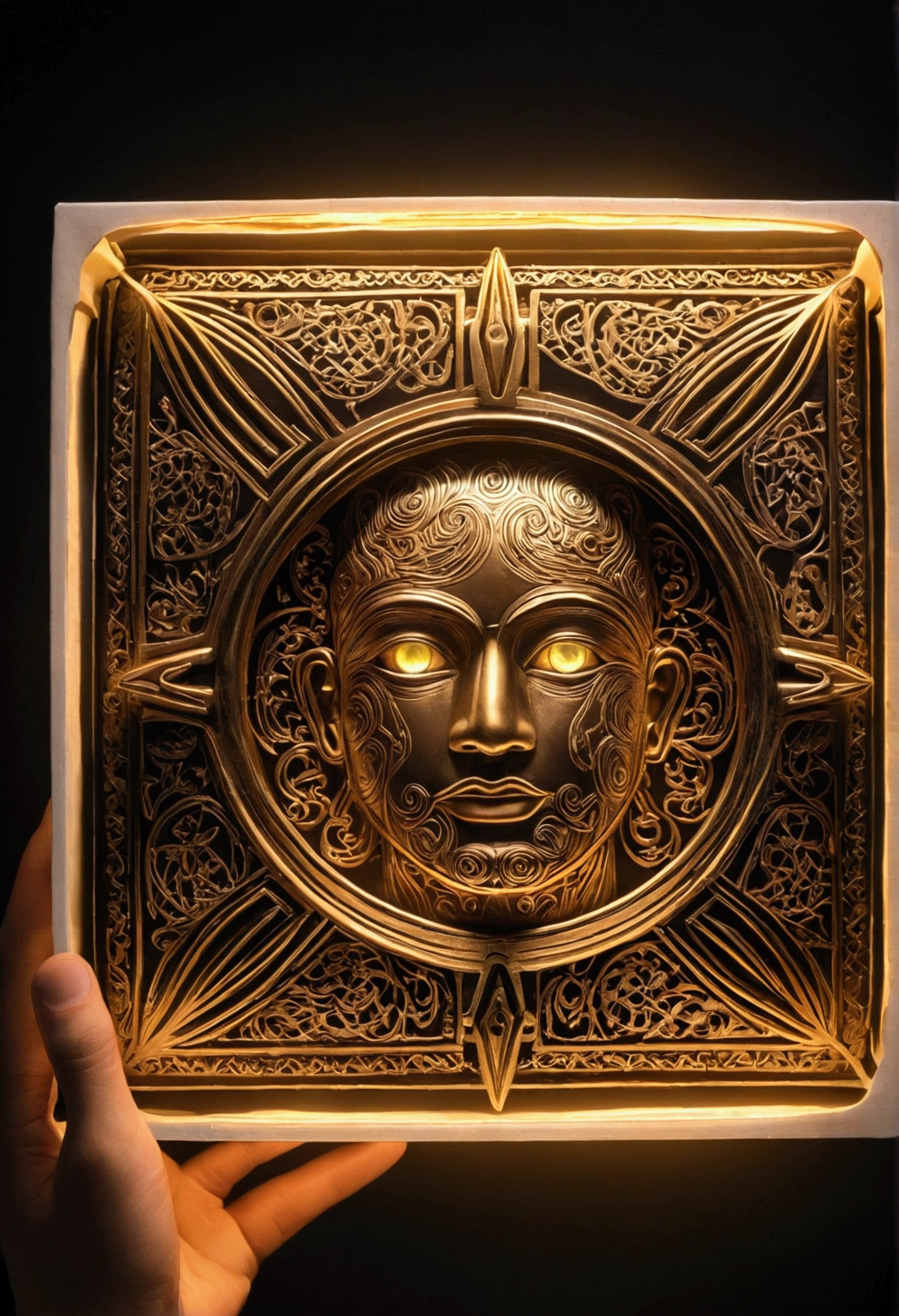 Ethan: (Curious and adventurous, wearing casual clothes) What is this place hiding? (He opens an old, ornate box and discovers a glowing artifact.)
(Close-up of the artifact, intricate designs etched into its surface. It begins to glow brighter, illuminating Ethan's amazed face.)