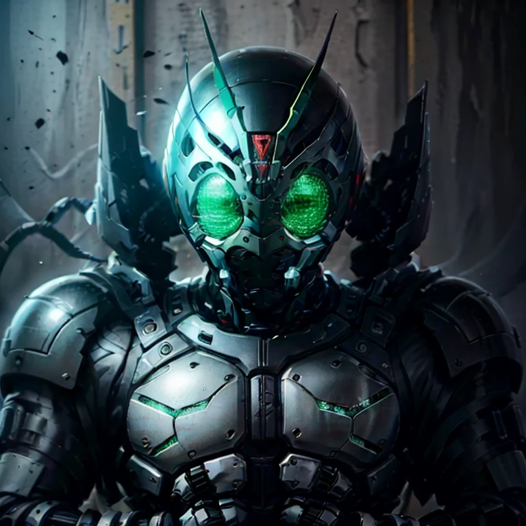 Kamen Rider, Black armor, Gray and black clothes, Techsuit, secret agent, roboto, soio,The floor is black light,