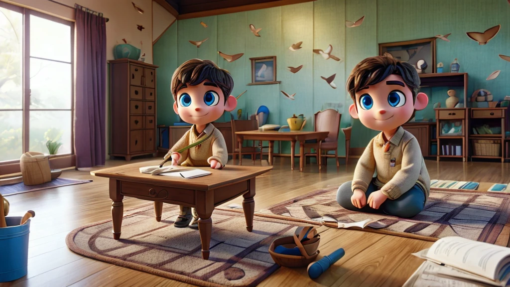 A boy house study in chair