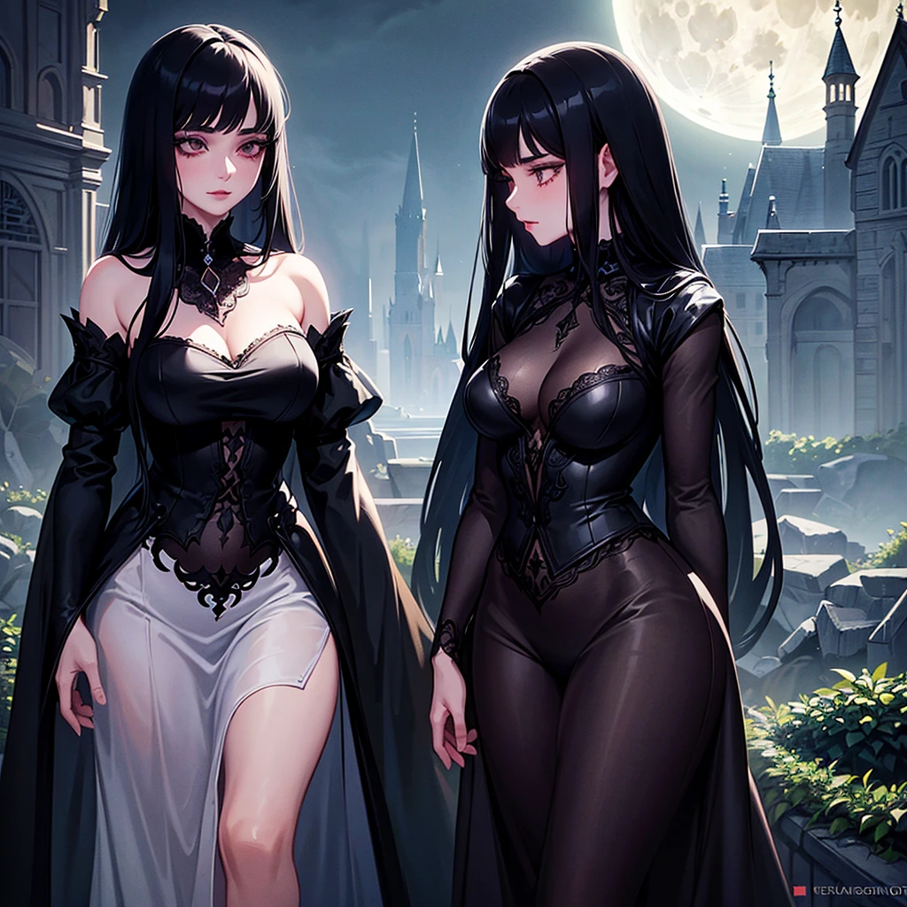 a beautiful young woman with long dark hair, detailed eyes, delicate lips, wearing a medieval style dress, prostitute in a fantasy medieval setting, intricate ornate architecture, glowing candles, moonlight, moody lighting, highly detailed, cinematic, dramatic, oil painting, photorealistic