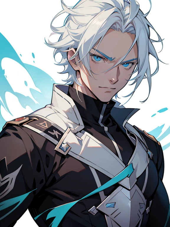 anime - style image of a man with white hair and blue eyes, handsome guy in demon slayer art, male anime character, tall anime guy with blue eyes, detailed fanart, trigger anime artstyle, beautiful androgynous prince, official art, xqc, official character illustration, hero 2 d fanart artsation, male anime style, official character art, white haired