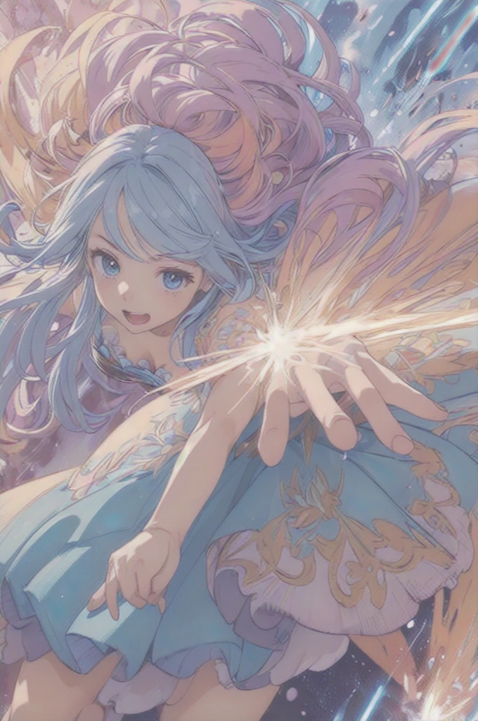 pretty girl, Very dynamic and cute pose, In a fairyland,
(Exciting effect), (Action Effects and Dialogue), (Influence effect), (Dynamic Hair),
masterpiece, Highest quality, Clear images, Vivid and colorful images, Detailed hair, Detailed painted face, Detailed drawn eyes, Clothing with attention to detail, Detailed Background,