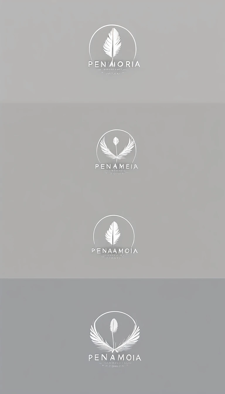A minimal, modern, simple, cinematic logo design for the brand “Penamemoria". Create a modern, minimalistic, high-quality, logo of a boy-feather
