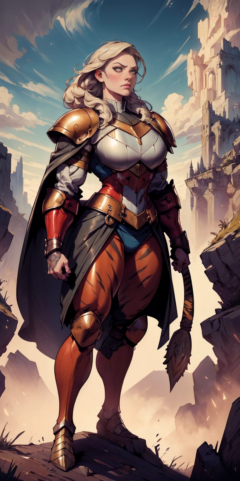 1 Girl (implying one person, likely female)
Full Body: Standing with perfect symmetry
Muscular Build: Strong and defined physique
Turned Arms: Muscular arms positioned behind her back
Theme:
Epic Fantasy: Set in a fantastical world
Asgard: Inspired by Norse mythology (can be subtle or more prominent)
Valkyrie/Lady Knight: Combining elements of a fierce warrior and noble protector
A motif incorporated into her armor, clothing, or environment (tiger stripes, or a tiger pelt cloak)
Visual Style:
Hyper Realistic: Incredibly lifelike detail
Masterpiece: Exceptional quality
8K Resolution: Sharp and high definition
Detailed Drawing: Intricate and richly textured
Superior Quality: The best possible rendering
Epic Composition: Dramatic and visually stunning