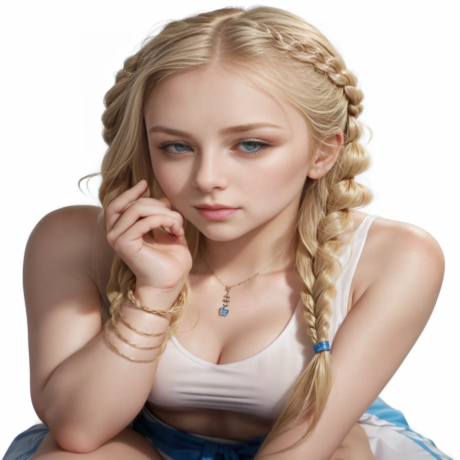 blonde woman with braided hair at the gym , blonde braids and light eyes, Beautiful blonde girl, beautiful model girl, very beautiful young woman, blonde hair with braids, beautiful model , young and cute girl, beautiful young, beautiful young mulher, young beautiful woman, braids hairstyle, soft portrait photographed in 8k,