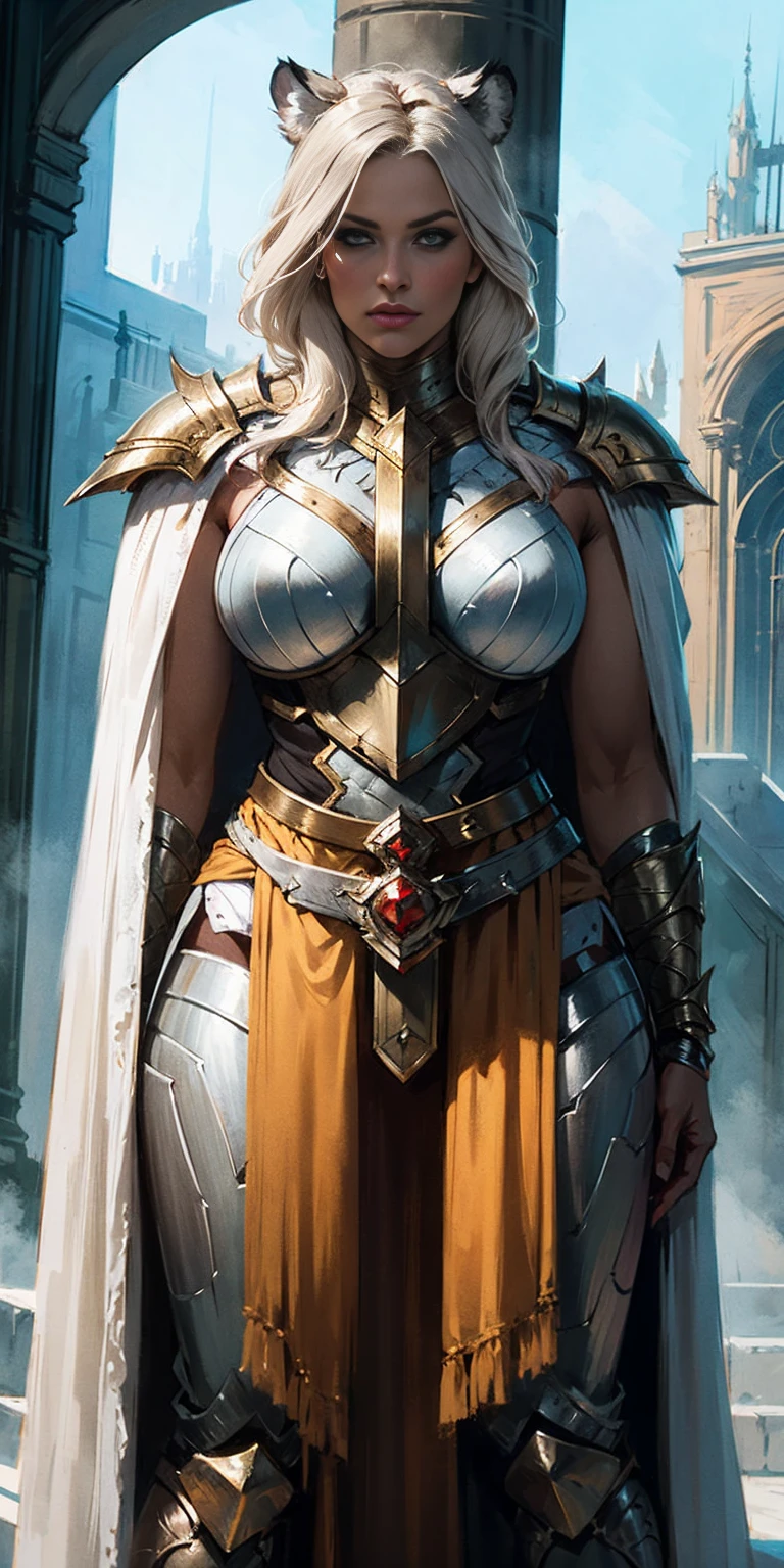 1 Girl (implying one person, likely female)
Full Body: Standing with perfect symmetry
Muscular Build: Strong and defined physique
Turned Arms: Muscular arms positioned behind her back
Theme:
Epic Fantasy: Set in a fantastical world
Asgard: Inspired by Norse mythology (can be subtle or more prominent)
Valkyrie/Lady Knight: Combining elements of a fierce warrior and noble protector
A motif incorporated into her armor, clothing, or environment (tiger stripes, or a tiger pelt cloak)
Visual Style:
Hyper Realistic: Incredibly lifelike detail
Masterpiece: Exceptional quality
8K Resolution: Sharp and high definition
Detailed Drawing: Intricate and richly textured
Superior Quality: The best possible rendering
Epic Composition: Dramatic and visually stunning