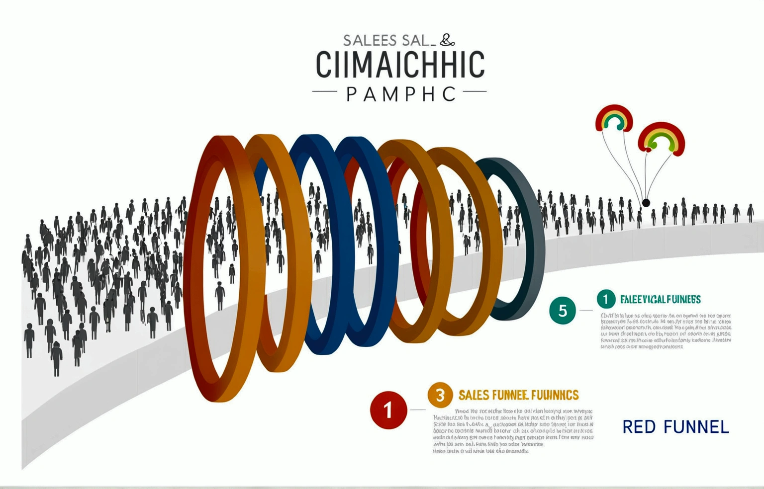 sales funnel, red colors, horizontal