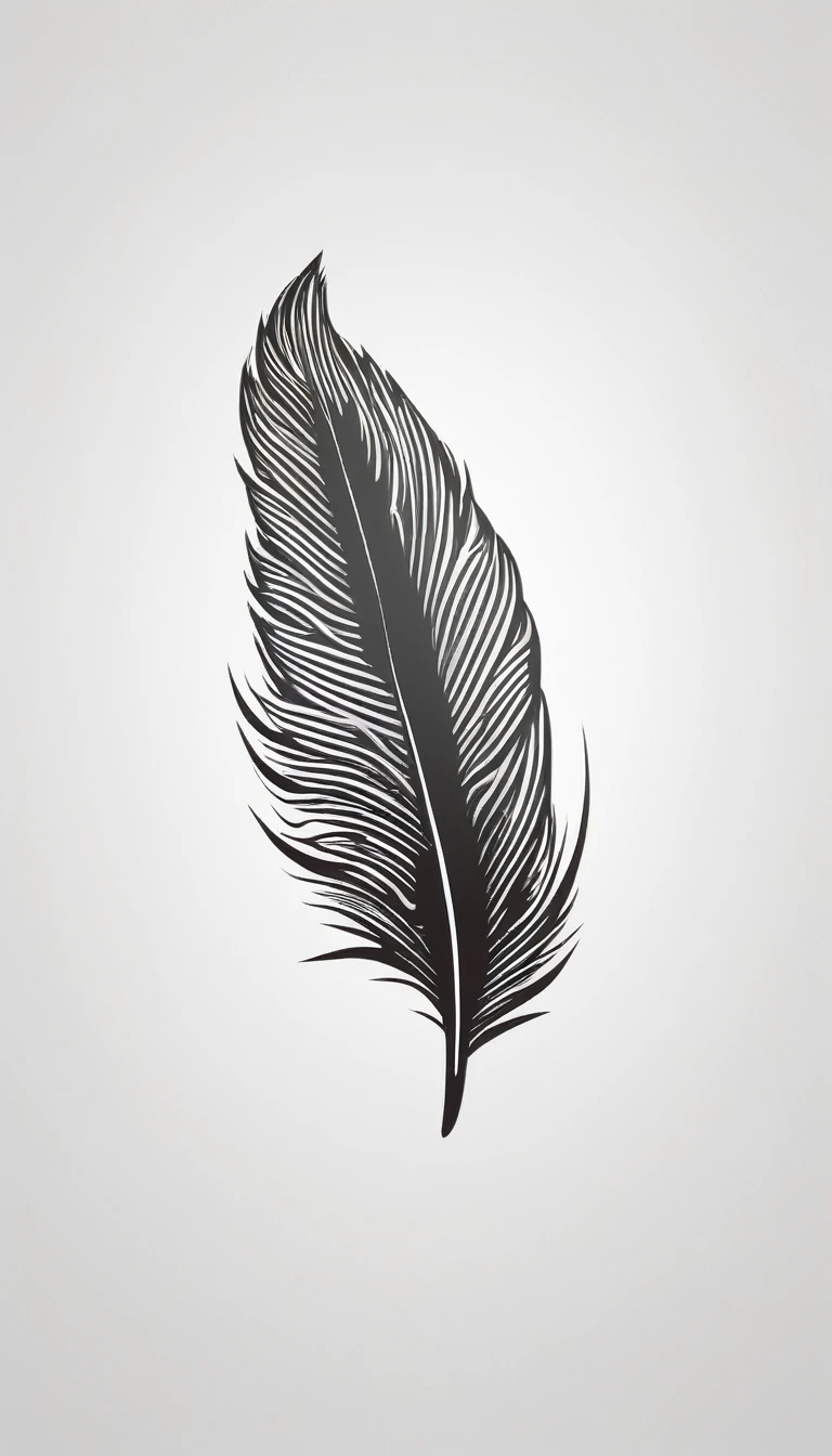 Minimalistic logo design of a white feather with wings for the brand “Penamemoria".