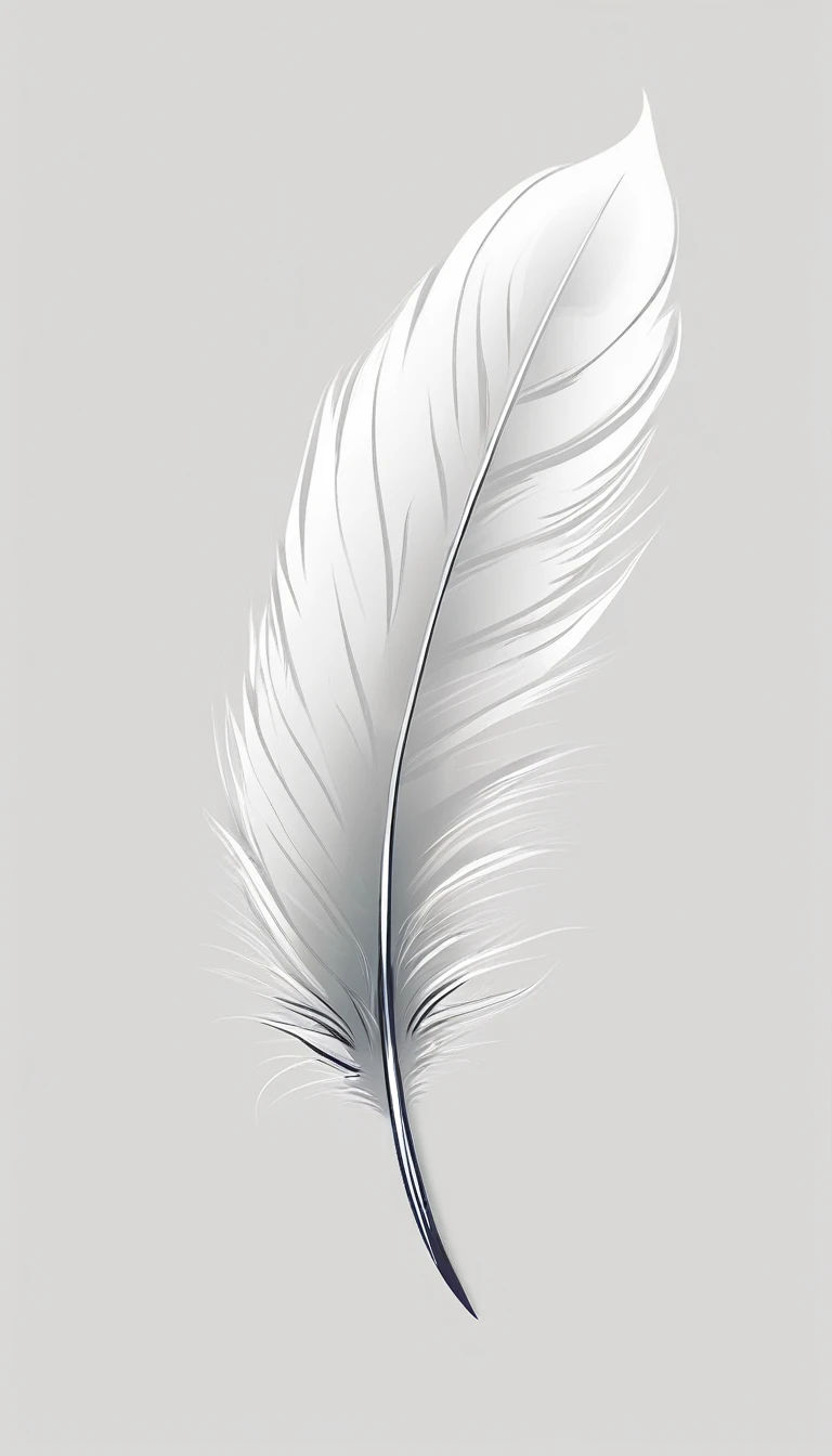 Minimalistic logo design of a white feather with wings for the brand “Penamemoria".
