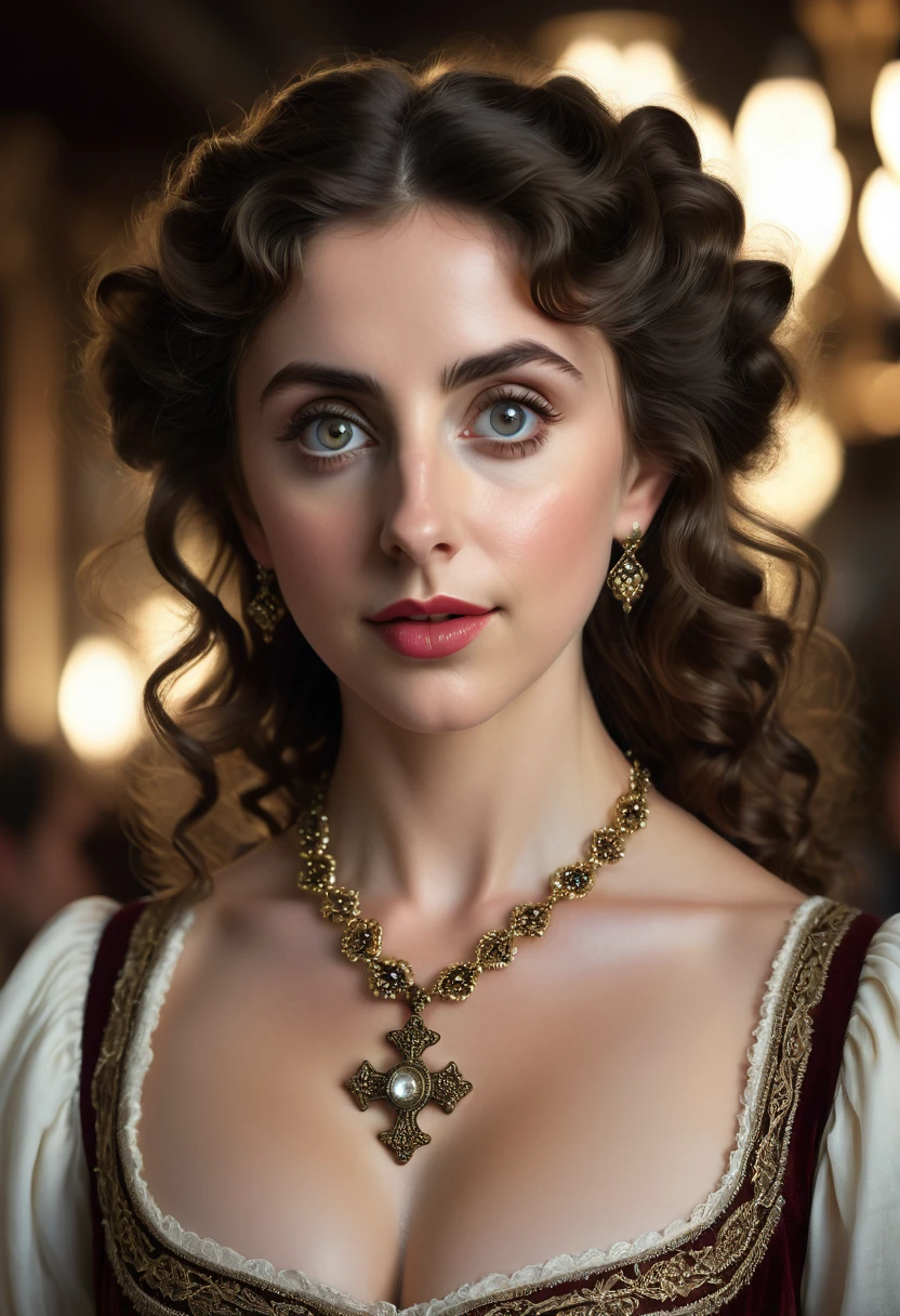 A beautful jewish women with a thick bush unibrow and a large bulbous nose. brown hair that is extremy curly and kinky, Traditional jewish dress. Ultra HD, with Rococo he symmetrical face, photorealistic photography, path tracing, specular lighting, and volumetric face light enhance the details. The scene is captured in maximum quality, masterpiece, 8K high resolution, and top quality.Alison Brie. Epc lighting, striking silhouette. cross necklace. Doe eyes. The epitome of old wpr;d beauty and charm.
The symmetrical face, photorealistic photography, path tracing, specular lighting, and volumetric face light enhance the details. The scene is captured in maximum quality, masterpiece, 8K high resolution, and top quality.