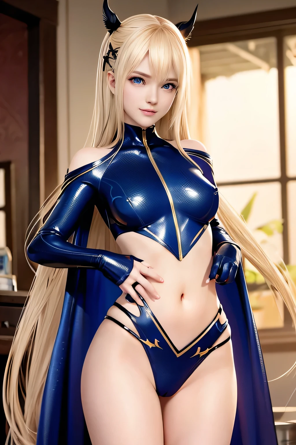 Young girl, long amber hair, blue eyes, golden symbiote suit, Venom, Carnage, blood, claws, smile, masterpiece, high quality, open belly, slender body, middle breast, small hip, spread legs, touch her clit her finger,