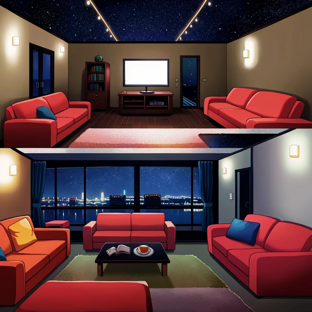 Living room at night