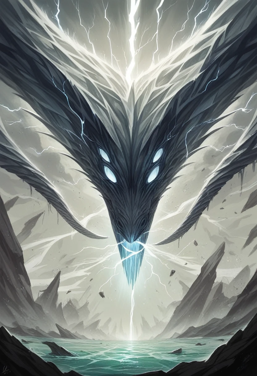 a giant eight-headed serpent, eight heads each breathing out elemental particles of fire, water, earth, wind, ice, lightning, poison, darkness, highly detailed, intricate fantasy creature, realistic 3d render, cinematic lighting, dramatic composition, muted color palette, dark moody atmosphere