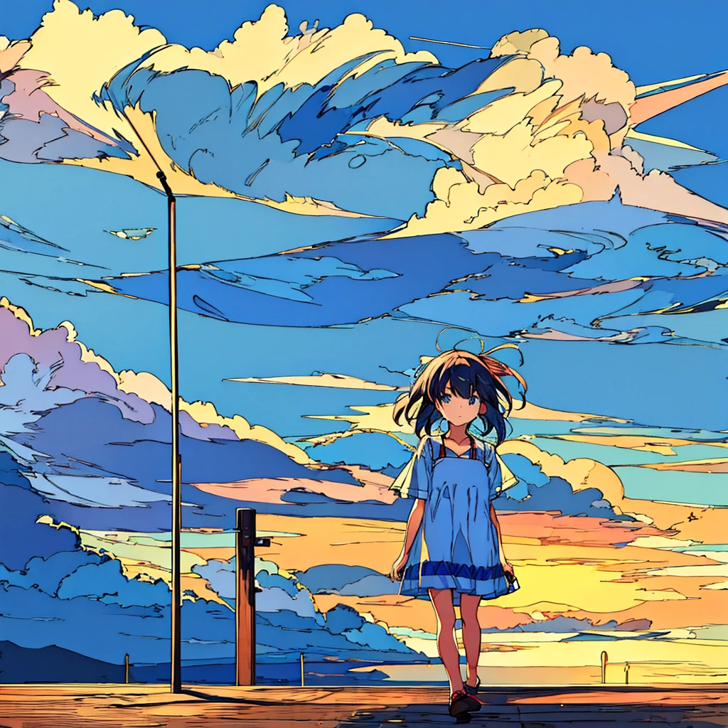 Simple background Summer Blue sky Wind chimes Nostalgic Girl