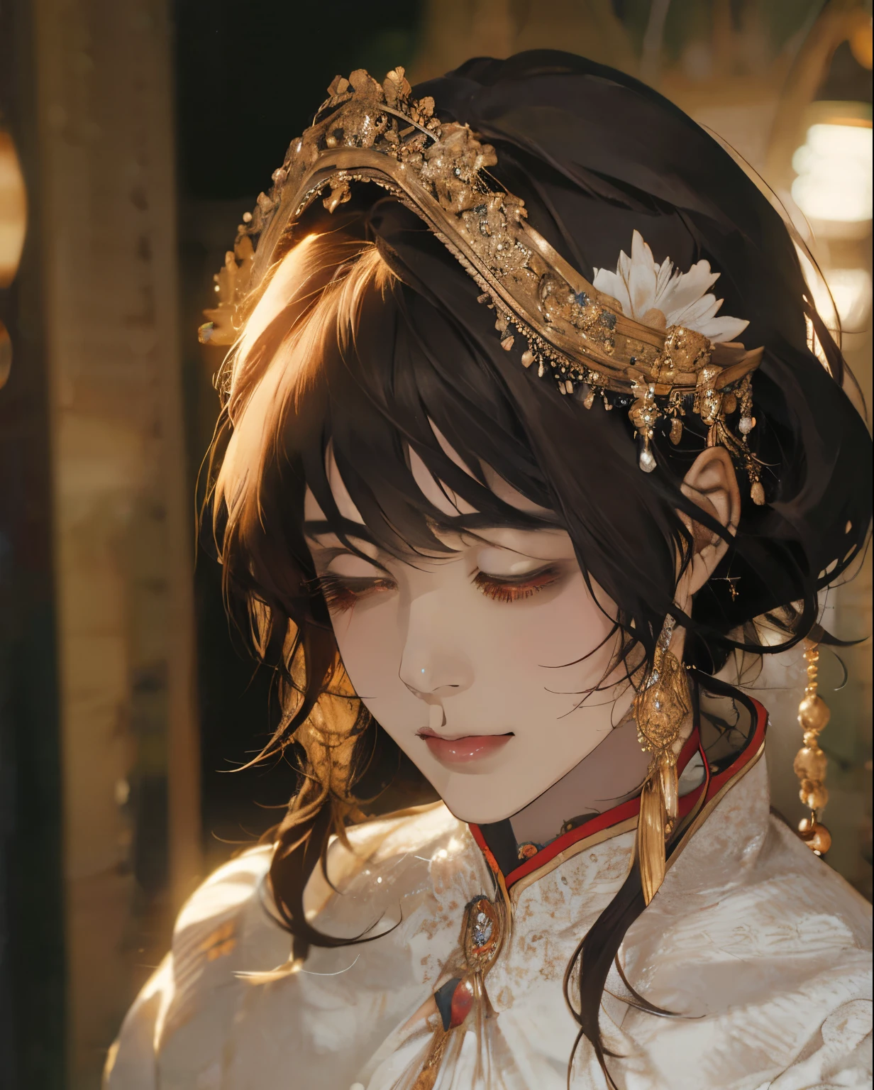 (Extremely Delicate and Beautiful:1.2), 8K ,(Masterpiece:1.0),(best_quality:1.0), 1girl, mature woman, complex details, enlarged textures, complex details, finely detailed eyes and detailed face, intricate details, white hair, (closed mouth), perfect eyes, equal eyes, (goddess), perfect body, extremely detailed