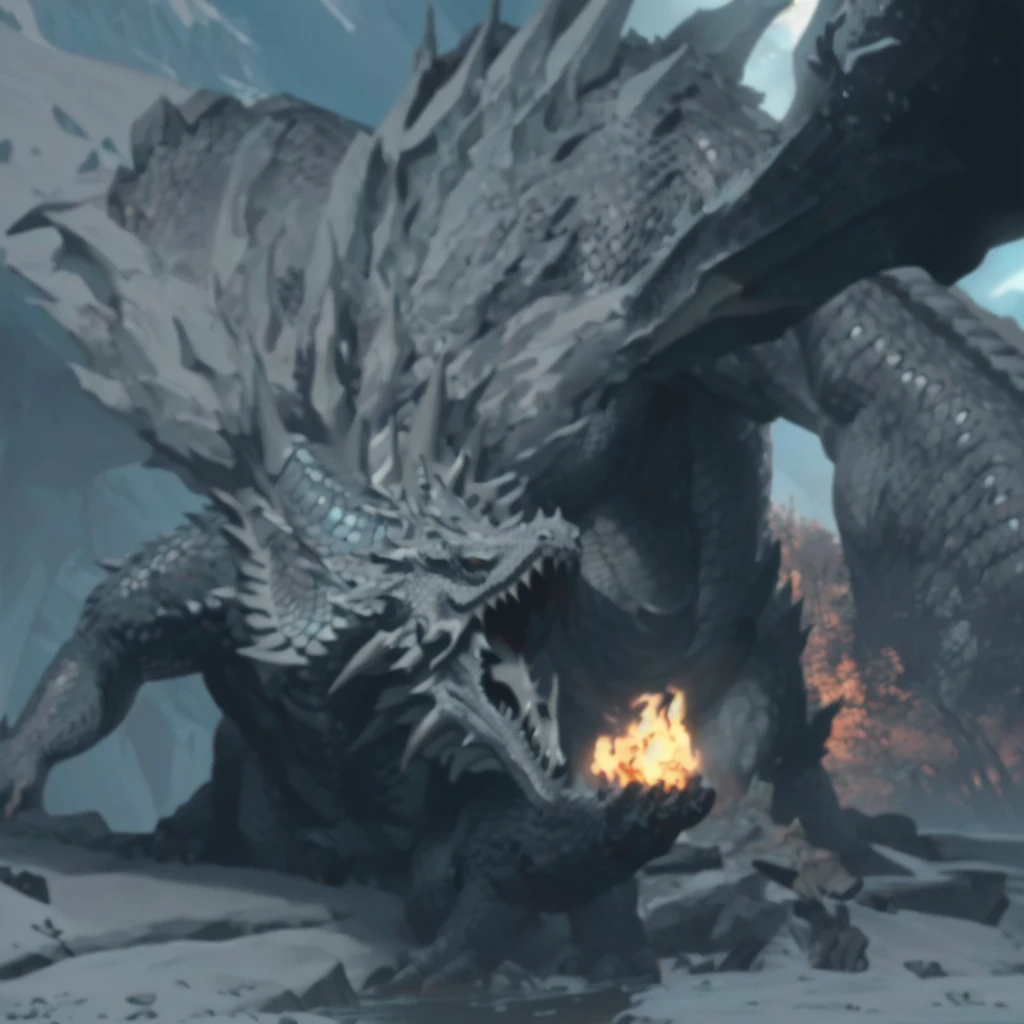 There is a dragon sitting on the ground making a fire, huge dragon in the background, A huge dragon resting in a cave, Alduin, dragon in the background, Jormungand, surrealism d & D fantasy art, dragon our species, giant monster dragon monster, Wyvern, giant dragon in the background, epic dragon, dramatic concept art, Smaug