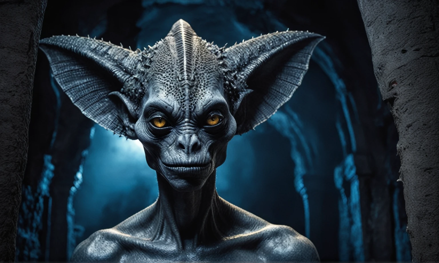 full body length shot,nerd graphite  Alien Entity,native africa slave ,nowadays azctec central city,Cinematic,soft colors, Technicolor,natural skin textures, hyper realism, hyper detailed,Extremely detailed,High contrast,Masterpiece,Realistic,Ultra Detailed, intricate details,realistic humid leather,extremely intricate details,Epic Realistic, cinematic style, irina yermolova,high contrast,hdr,extremely detailed, [deep night landscape],masterpiece, intricate details, eyes extremely detailed, high detailed eyes,8k resolution,retina, Nikon Z9,Korea,orc,Egypt, Pisces, transition between two art styles,full body length, Double contact, X-ray, Creative, vivid light, fantasy, Abstract, Surrealism, super detailed, high resolution,insanity national folk wear,skin  almost translucent, gothic elements, further emphasizing its dark air,Mestichino,Light particles,chaos,starfish's leather,Angkor Wat of Cambodia,"(The best lighting, dark, dramatic),(alien troll half-skull fetus, Hellraiser, Scars, , poison brain, , a rat inside the head, terror.),(fish eyes, calaveras). morning light.

