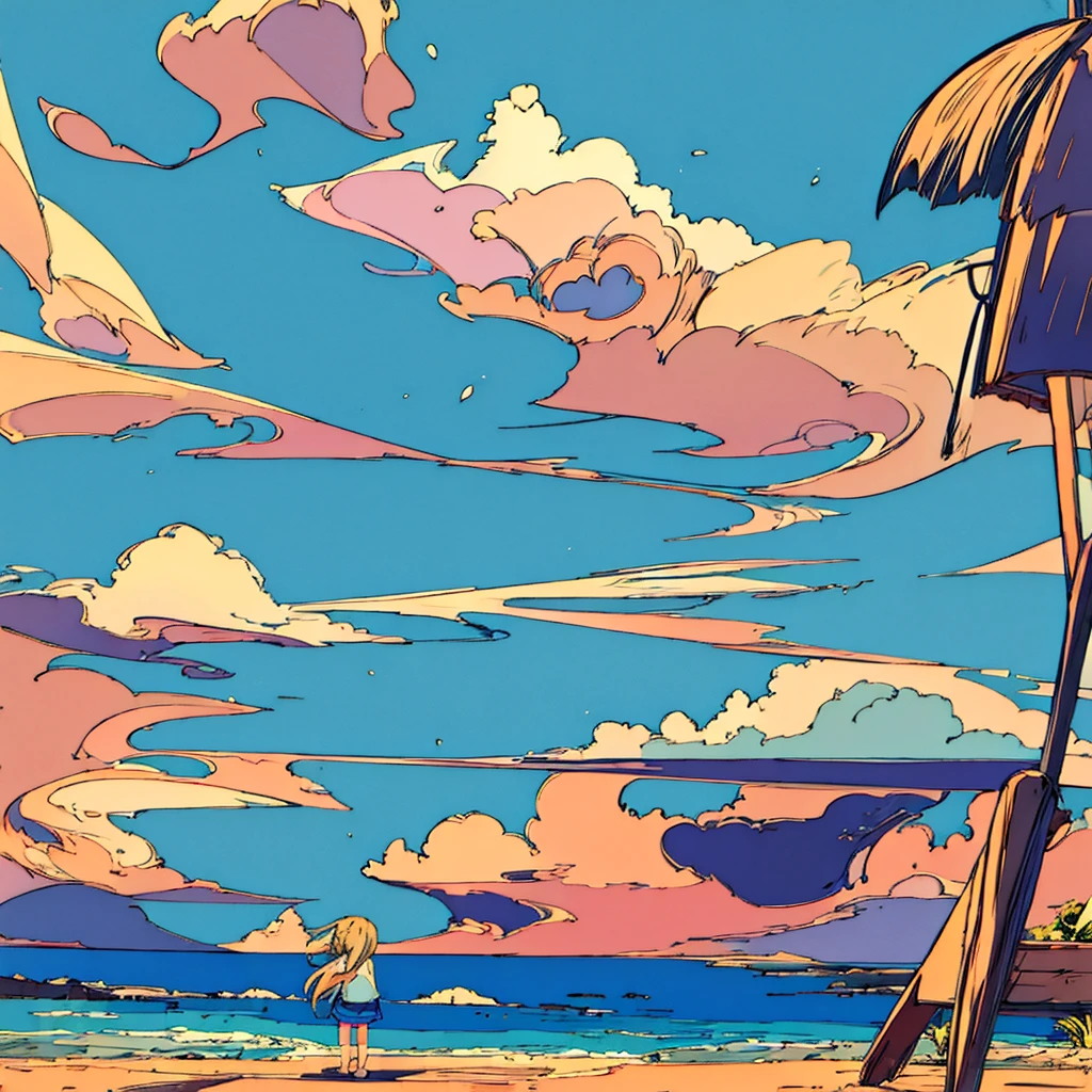 Simple background Summer Blue sky Wind chimes Nostalgic Girl