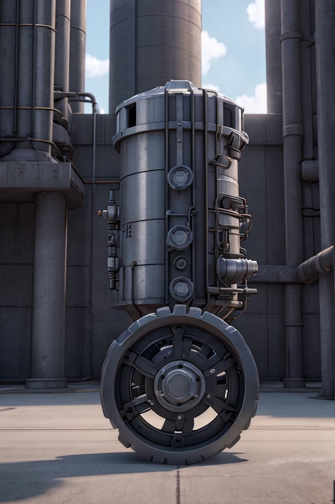a 3d industrial gear, a white cloud logo inside the gear, highly detailed, octane render, cinematic lighting, photorealistic, 8k, best quality, masterpiece, 3d render, machinery, industrial, CGI, clean, minimalist, sleek, modern, metallic, chrome, reflective, smooth, seamless, ambient occlusion, depth of field