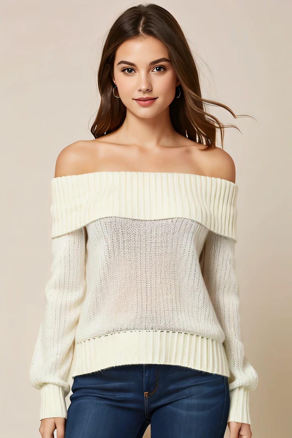 ((Best Quality)), ((Masterpiece)), (detailed), 1 girl, off shoulder sweater,