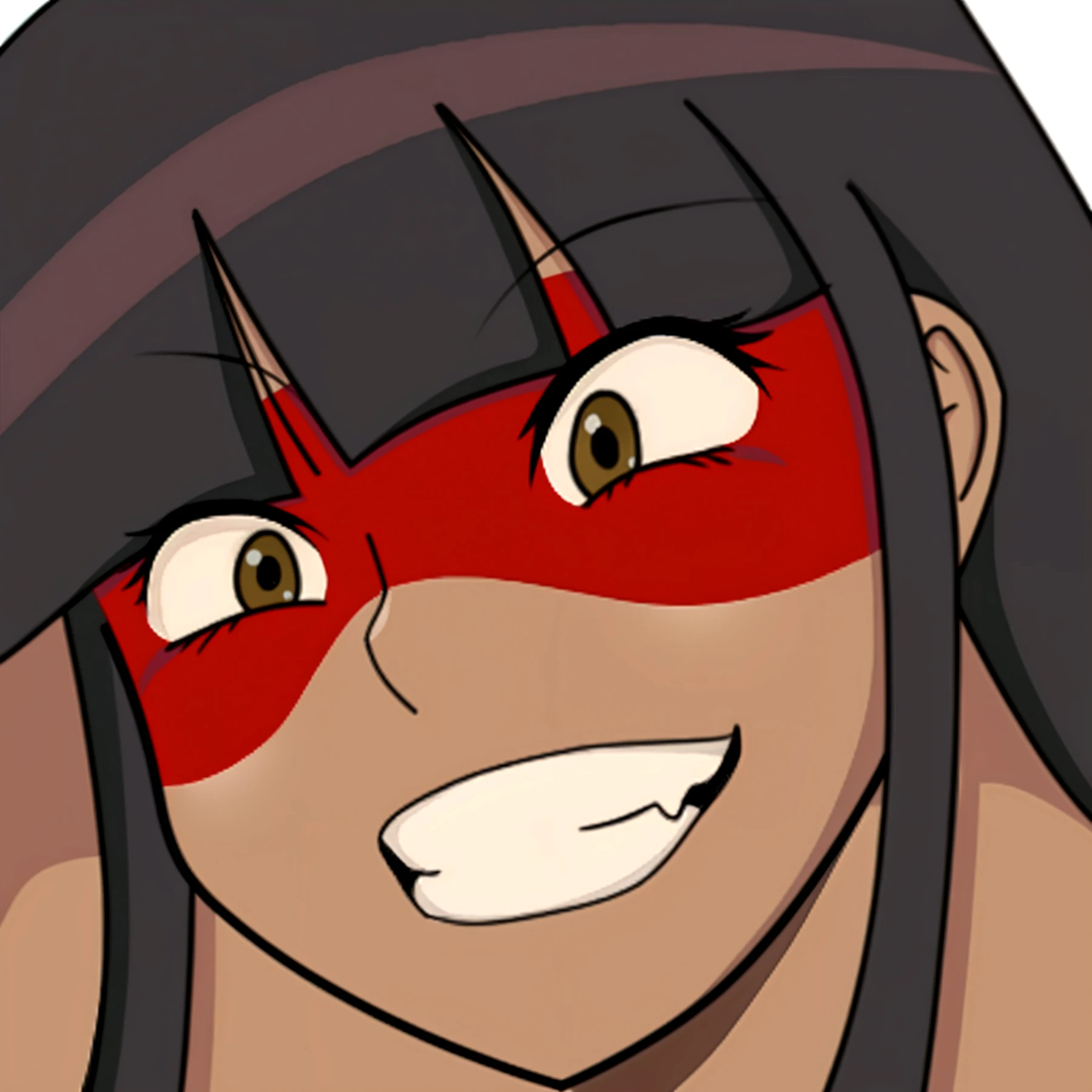 A single woman with fangs and big breasts