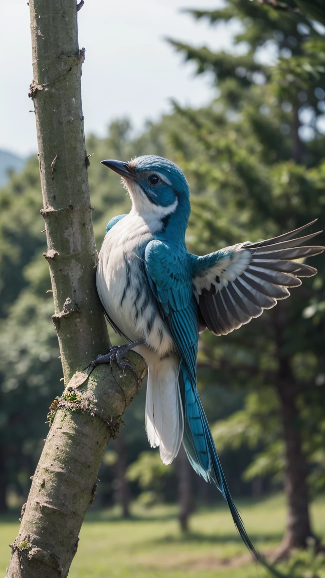 there is a large , blue, mottled striped bird in a beautiful landscape in the background, rare bird, long tail, very beautiful and elegant, beautiful and elegant, long and elegant tail, captured on canon eos r 6, long tail, beautiful and graceful, long tails, by Sudip Roy, mischievous look, sitting on a curly branch, high quality nature photography