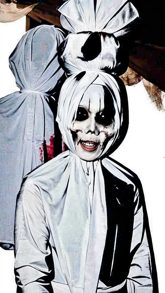 Pocong . Ghost. Scary face. Skeleton