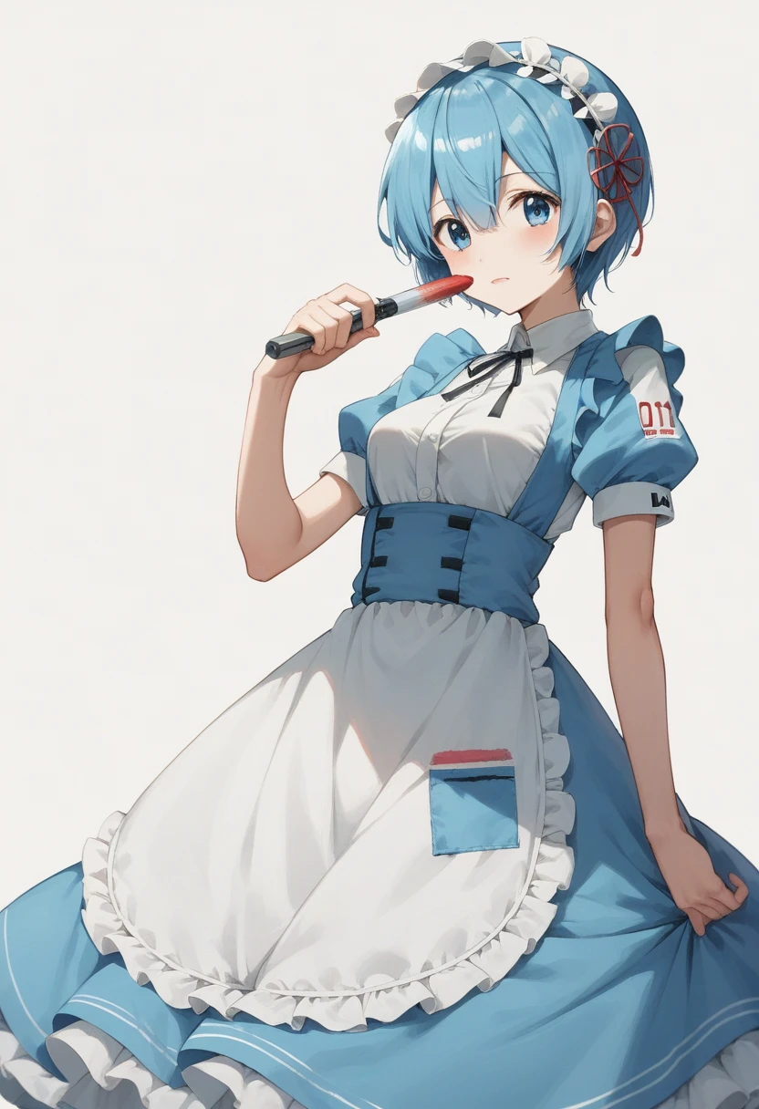 anime character with blue hair and white dress and blue eyes, rem rezero, 2 d anime style, in dress, 2 d anime, paint tool sai!! blue, ayanami, rei ayanami, , anime moe artstyle, made with anime painter studio, anime girl in a maid costume, けもの, hatsune miku short hair