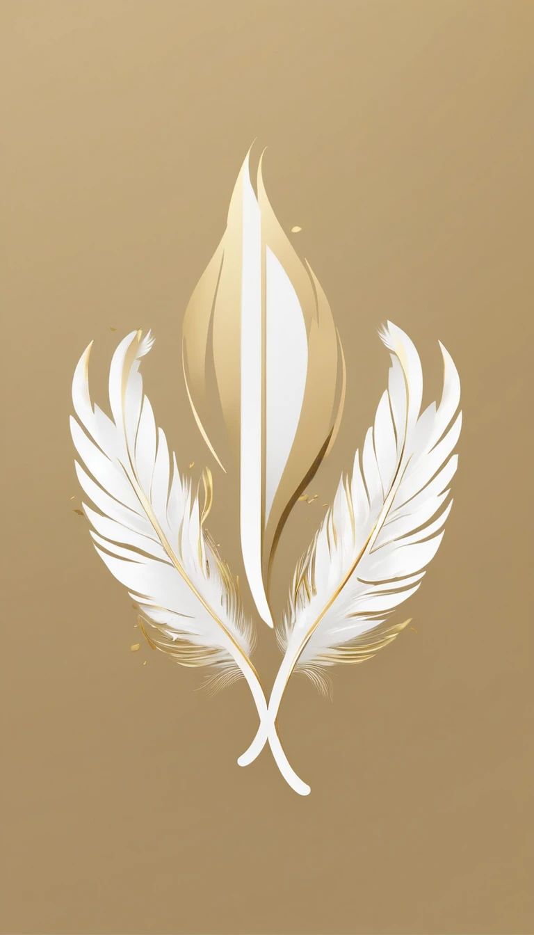 A minimal, modern, simple, cinematic logotype for the brand “Penamemoria". The logotype must be a simple, magical golden feather with white wings. The logo must convey a sense of music, stories and dreams. Minimalistic logo
