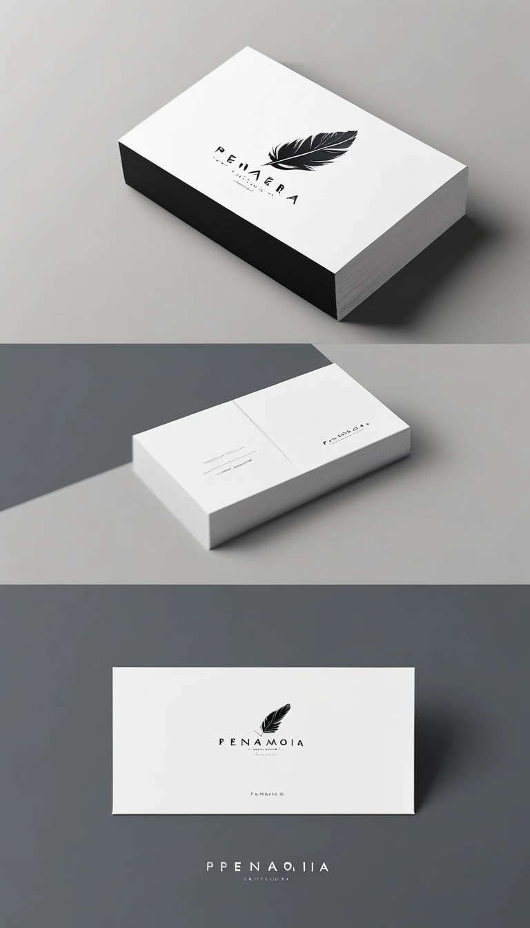 A minimal, modern, simple, cinematic logo design for the brand “Penamemoria". Create a modern, minimalistic, high-quality, logo of a feather that convey a sense of memories and dreams