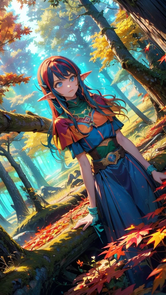 (masterpiece:1.1), (Highest quality:1.1), (beautiful:1.1), (Vibrant colors:1.2), break, 
(Fantasy:1.0), (sunlight:1.0), break, 
(alone:1.2), (Dynamic Angle:1.0), (Cowboy Shot:1.0), (Elf Girl:1.1), (jellyfishforest:0.9), (Autumn colors:1.0), (forest:1.0), (wood:1.0),