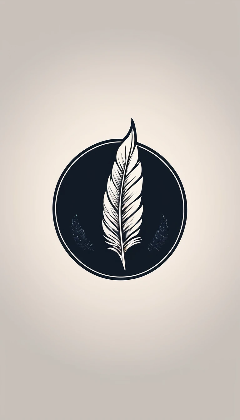A minimal, modern, simple, cinematic logo design for the brand “Penamemoria". Create a modern, minimalistic, high-quality, masterpiece, fantastic, poetic feather that symbolizes dreams and stories.