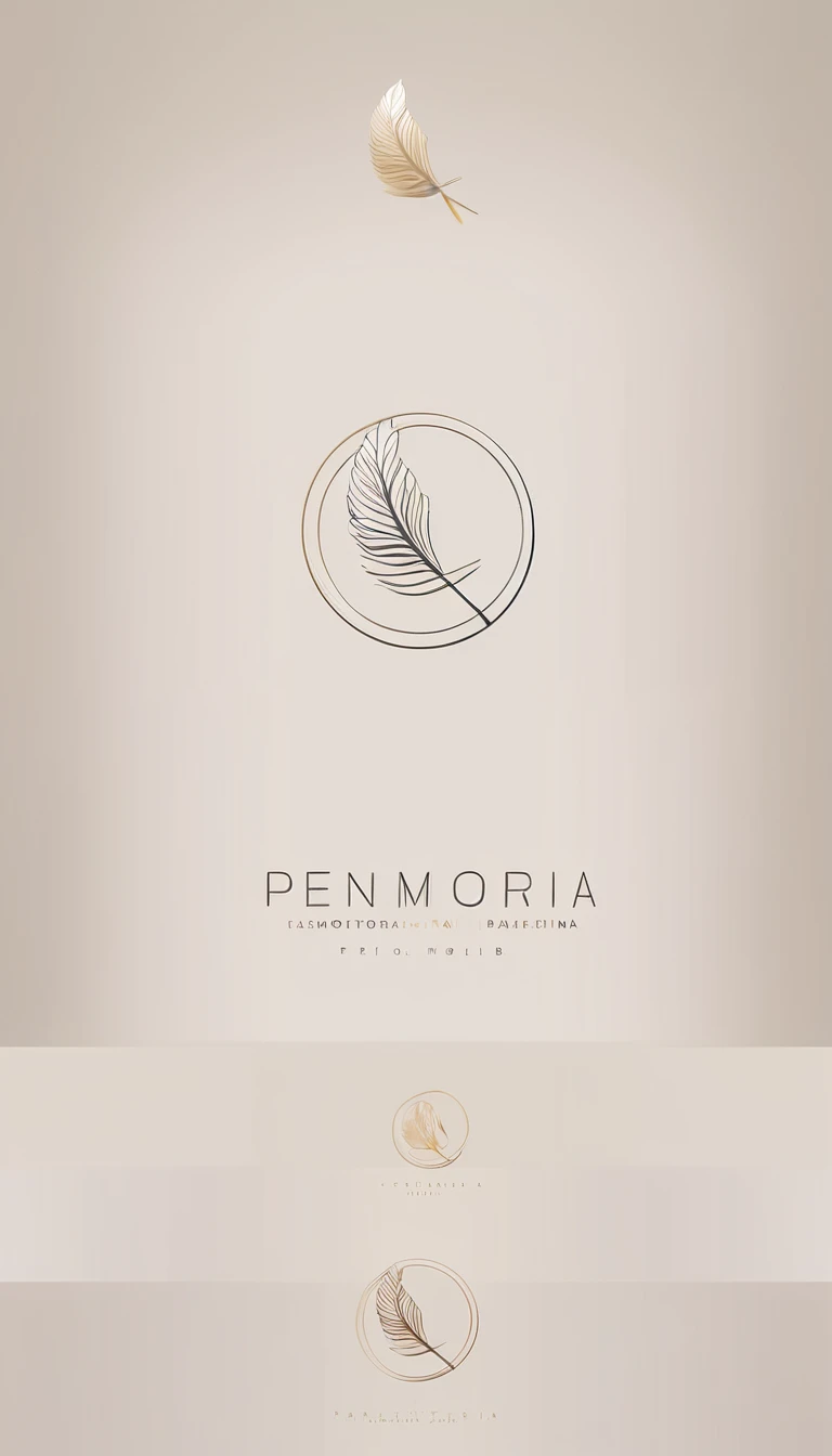 A minimal, modern, simple, cinematic logo design for the brand “Penamemoria". Create a modern, minimalistic, high-quality, masterpiece, fantastic, poetic feather that symbolizes dreams and stories.