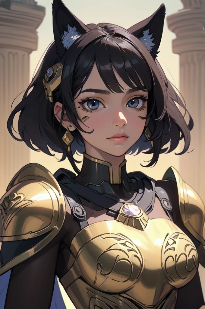 (Detailed illustrations,Very detailed and detailed drawing,Delicate lines with slow and rapid,Realistic texture expression),[Color tressed main line],[ruins background [Ancient Egypt]],hentai (ANIME Girl (Beautiful fece) sixteen years old) cyborgs [(skin tanned) [Lustrous black hair]],((bastet) Beautifully decorated golden cyber armor) ([Complex decorative processing] [elegent],Gorgeous golden luster (Polished reflective luster)) [Gorgeous and luxurious],gravure,[Oparts Lost Technology [Hierograph]],(Intricate and beautiful face decoration [Dense detail]),(Detailed and beautiful facial skin expression [Transparency]),[perfect eye details (Iris beautifully drawn in every detail)[Jewel-like eyes]],[Long and beautiful eyelashes],[Meticulously drawn hair [Detailed details of beautiful and shiny hair]],(perfect hand details [Beautiful fece fingers that won&#39;t break [Beautiful nails]]),(Perfect Anatomy(Perfectly proportioned))[[Full body like]],[[Design built to the highest level]][Ideal color coordination(Accurate simulation of light-material interactions)],([Precision Detail](detaileds,high-detail)),[Visual art that conveys a sense of narrative].