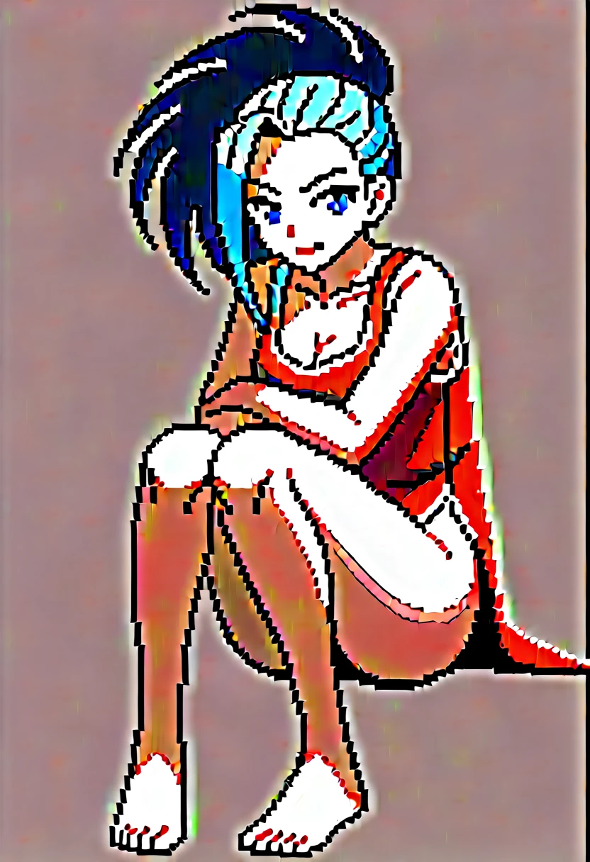 score_9, score_8_up, score_7_up, source_anime BREAK momo yaoyorozu, solo, looking at viewer, simple background, full body, pixel art