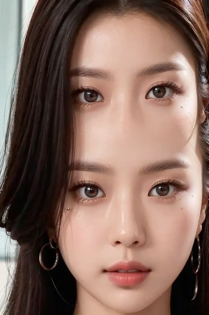 HDR, UHD, Masterpiece, ultra high quality, an ultra beautiful, closeup full frontal photo of a very attractive influencer young adult female which shows her face cleary with every detail