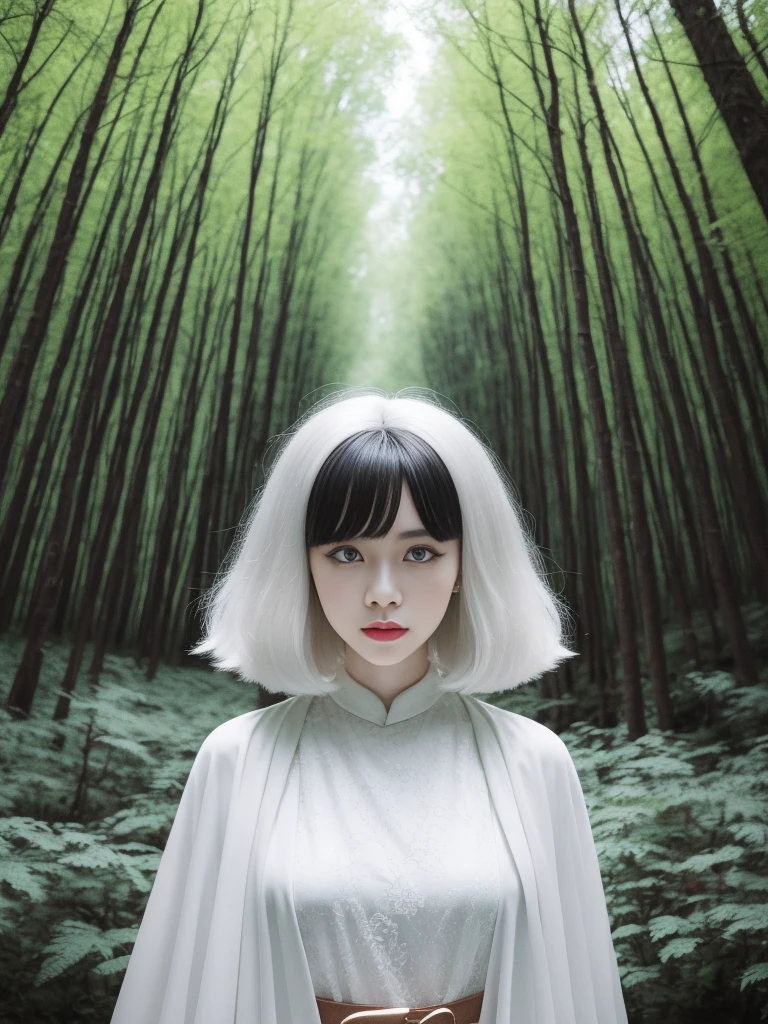 Wen Boren (Wen Boren) A Chinese poster shot，The poster features a woman wearing a white wig, pixabay contest winners, Shorthand, travel, Chiba Yudai, zhangjiajie national forest park, 充满活力的travel海报, Peak experience, ?. 8, 1.8, xianxia fantasy