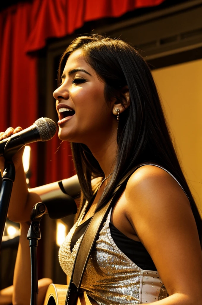 Image for event flyer of a Latin American girl singing 