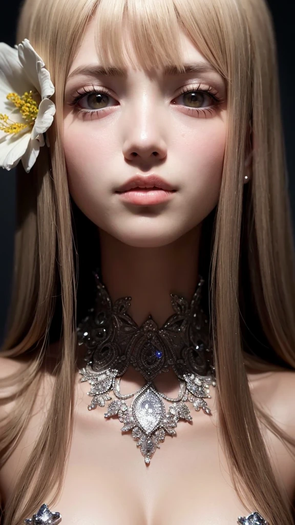 Masterpiece designs by the world's top AI artists、Highest quality、Beautiful、(Dynamic Lighting:1.2)、Beauty that evokes vitality、Cinematic lighting、Delicate facial features、Detailed eyes、Sharp pupils、Realistic students、Depth of written boundary、Bokeh、Sharp Focus、(Super detailed、bloom、Glow:1.4)、Silver baroque filigree decoration、Gentle Light
